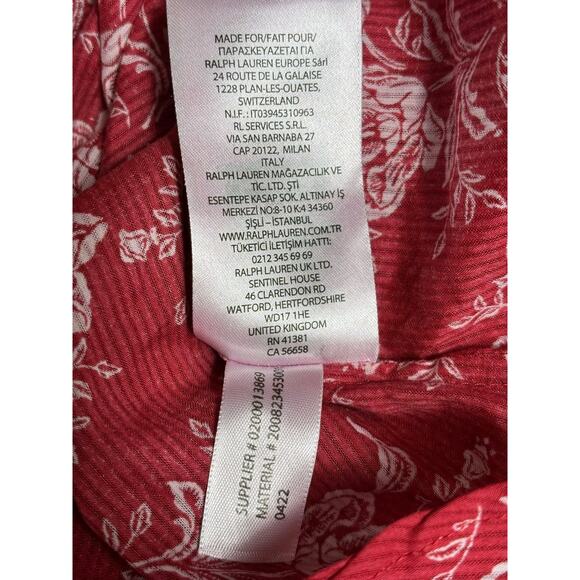 Ralph Lauren Floral Dobby Top Blouse Women's Size XS Red Rust Cotton Long Sleeve - Picture 5 of 8